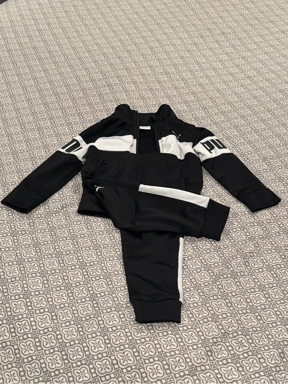 Puma Black and White Infant Track Jacket Set